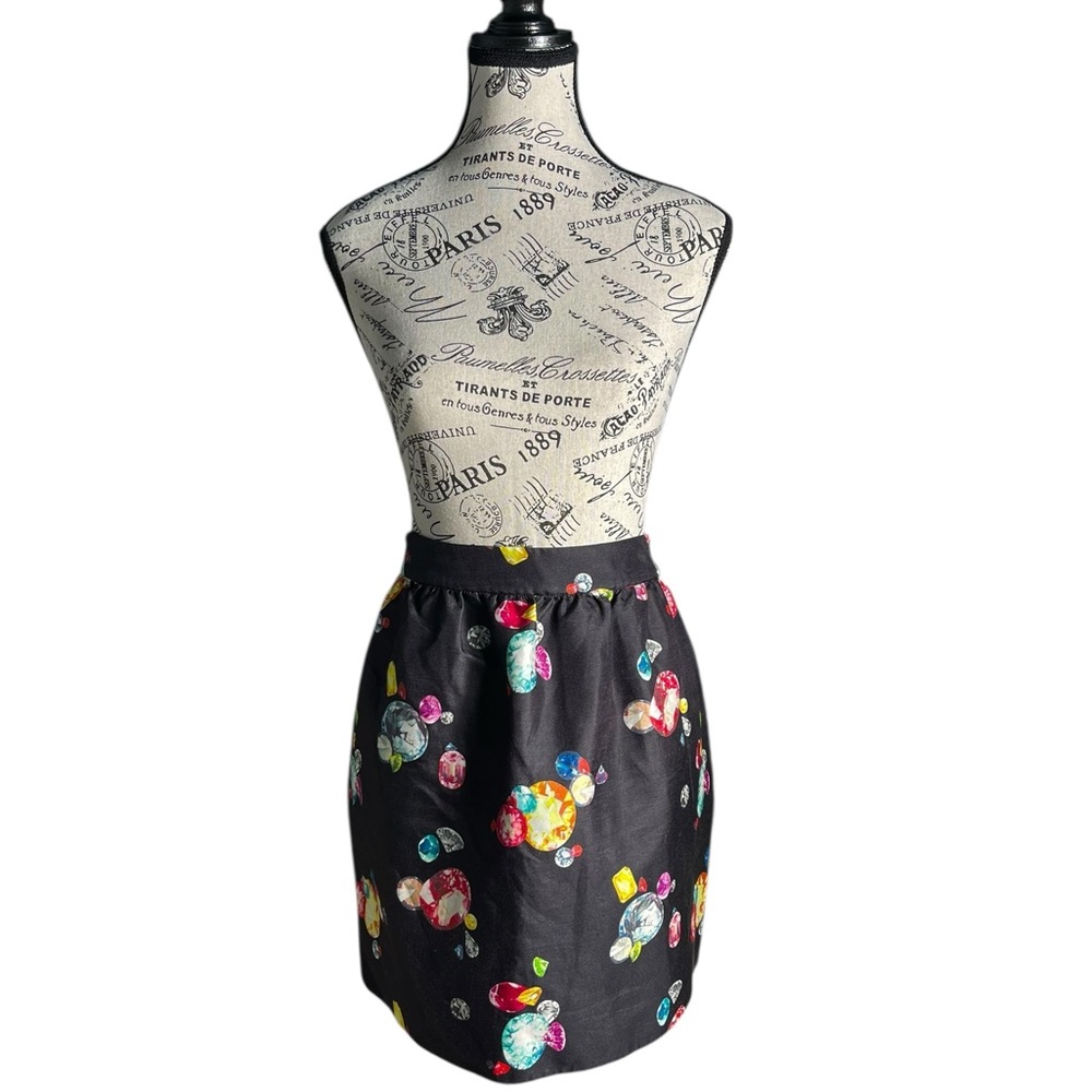 NWT Kate Spade Henrita Skirt Black Jewel Gem Print Pleated A-Line Mini Sz 10